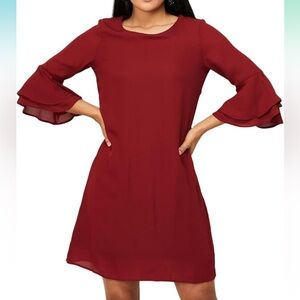 CODE Classic Red Ruffle Sleeve Shift Dress – Size XXL